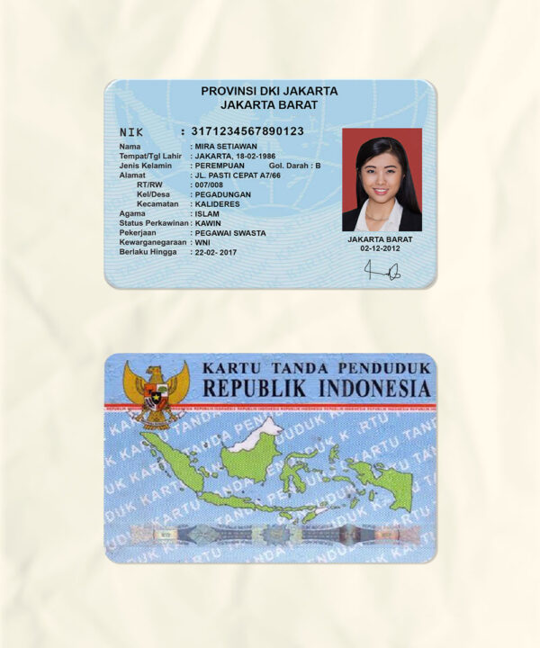 Indonesia National Identity Card Fake Template