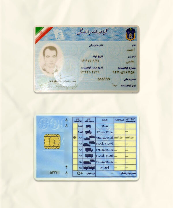 Iran driver license psd fake template