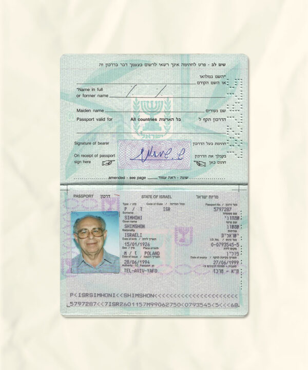 Israel passport fake template