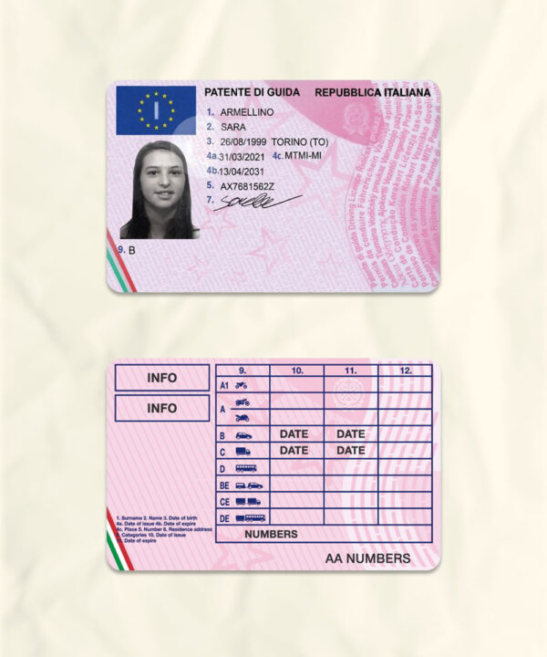 Italy driver license psd fake template