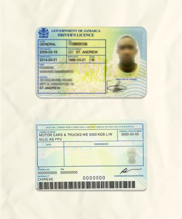 Jamaica driver license psd fake template