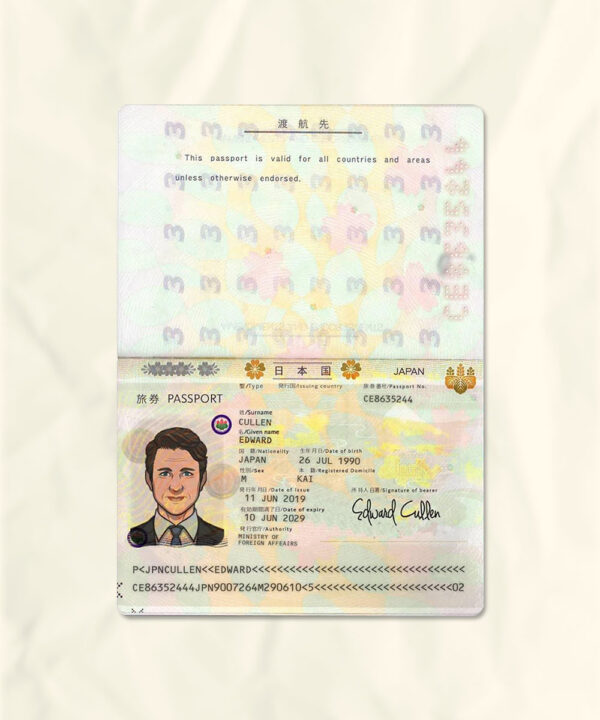 Japan passport fake template