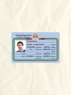 Jordan driver license psd fake template