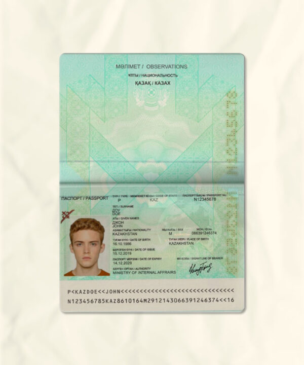 Kazakhstan passport fake template