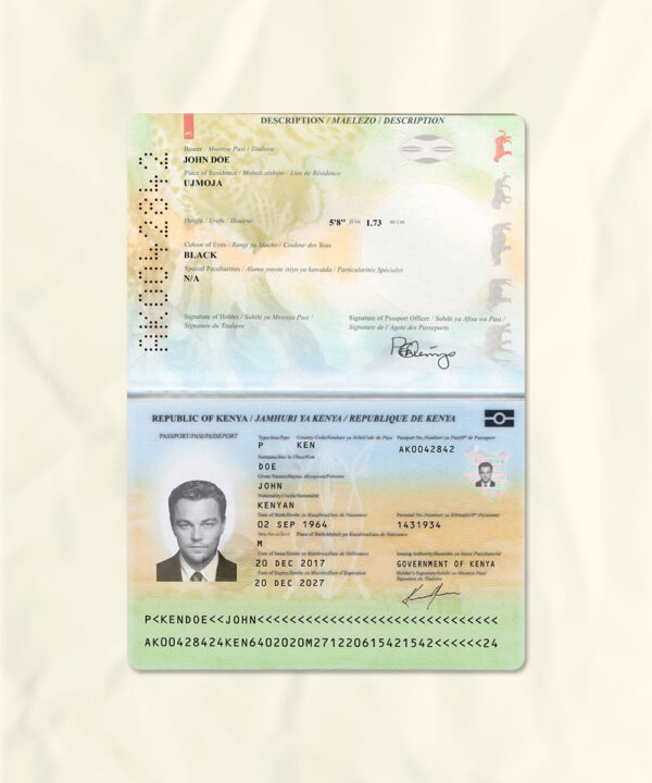 Kenya passport fake template