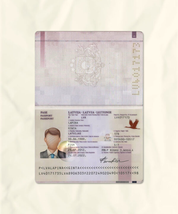 Latvia passport fake template