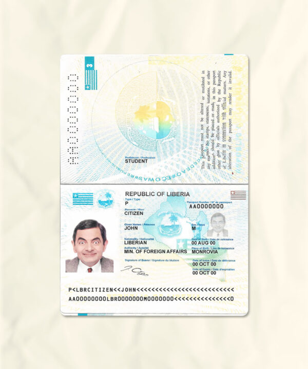 Liberia passport fake template
