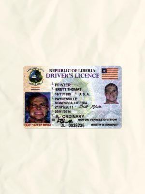 Liberia driver license psd fake template