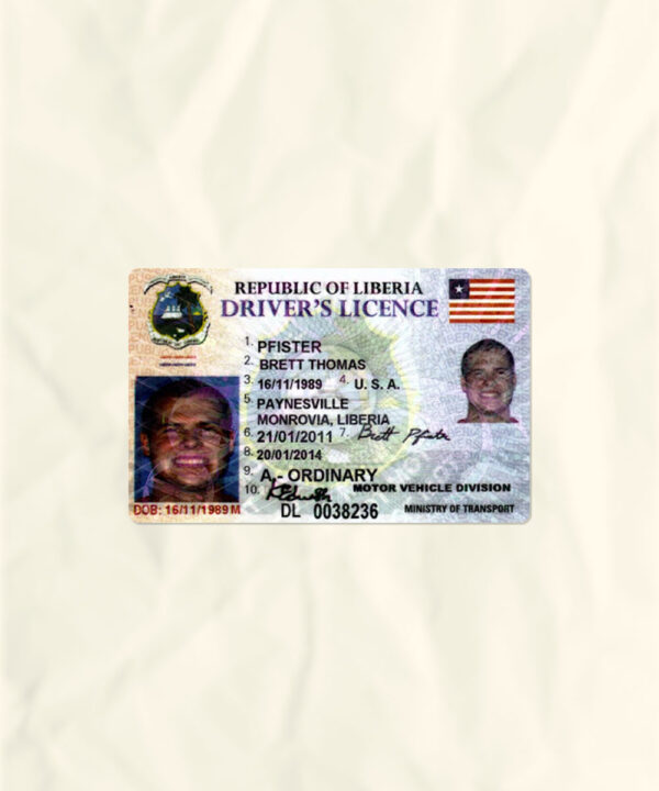Liberia driver license psd fake template