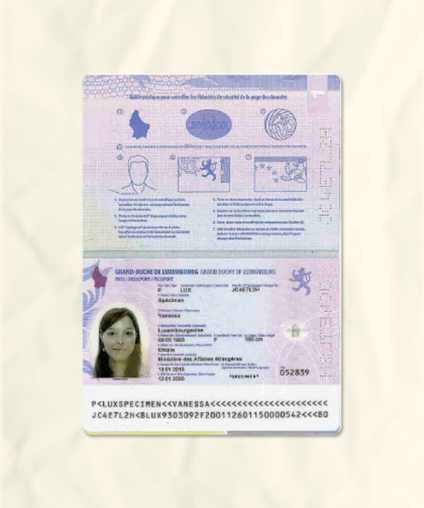 Luxembourg passport fake template