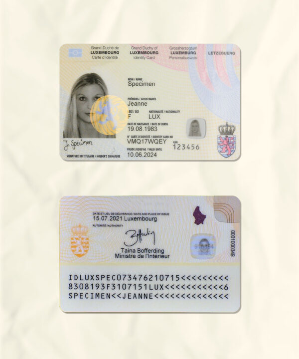 Luxembourg National Identity Card Fake Template