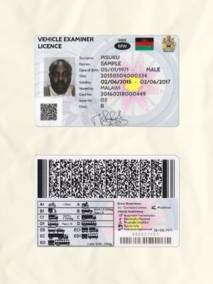 Malawi driver license psd fake template