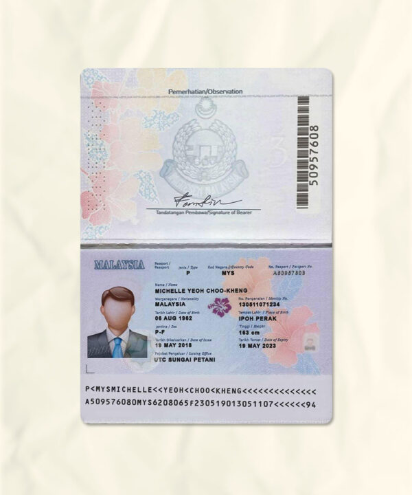 Malaysia passport fake template