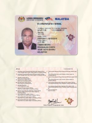 Malaysia driver license psd fake template