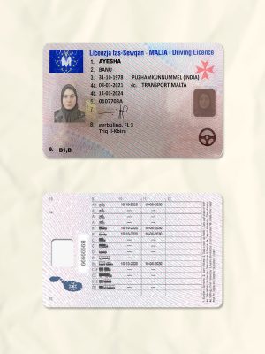 Malta driver license psd fake template