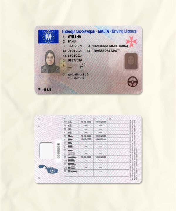 Malta driver license psd fake template