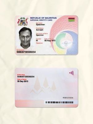 Mauritius National Identity Card Fake Template