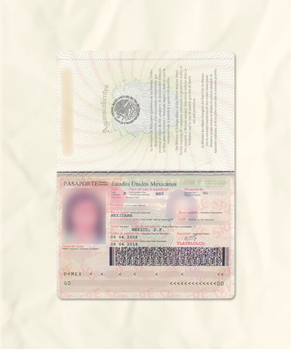 Mexico passport fake template