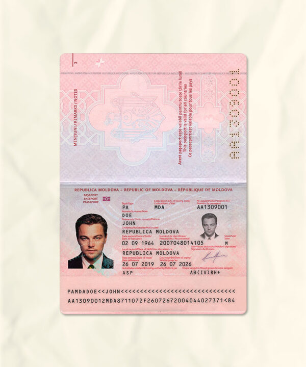 Moldova passport fake template