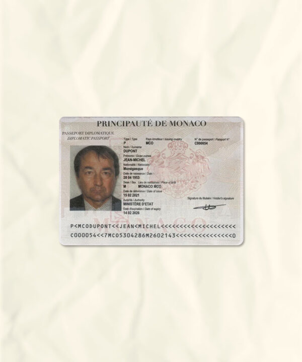 Monaco passport fake template
