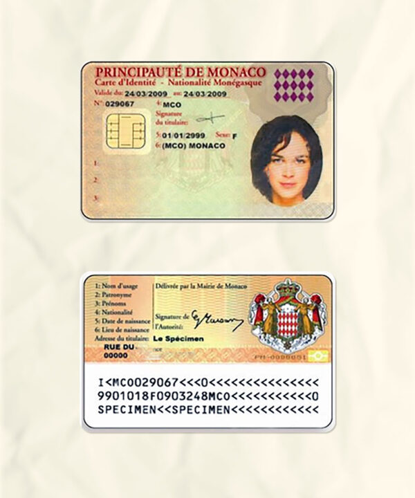Monaco National Identity Card Fake Template