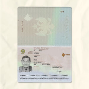 Montenegro passport fake template