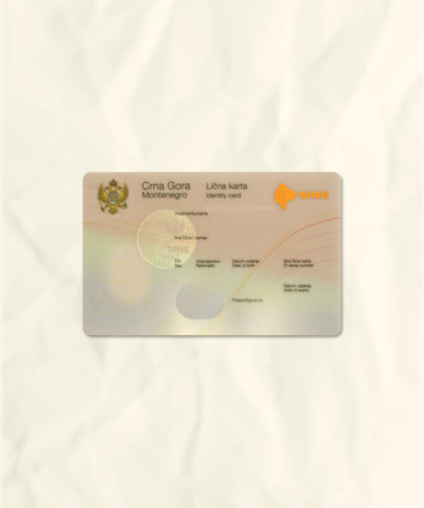 Montenegro National Identity Card Fake Template