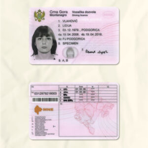 Montenegro driver license psd fake template