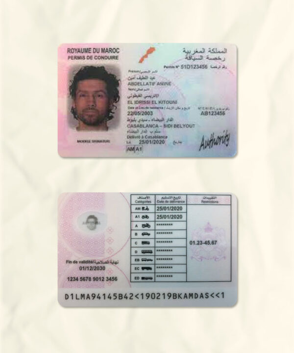 Morocco driver license psd fake template