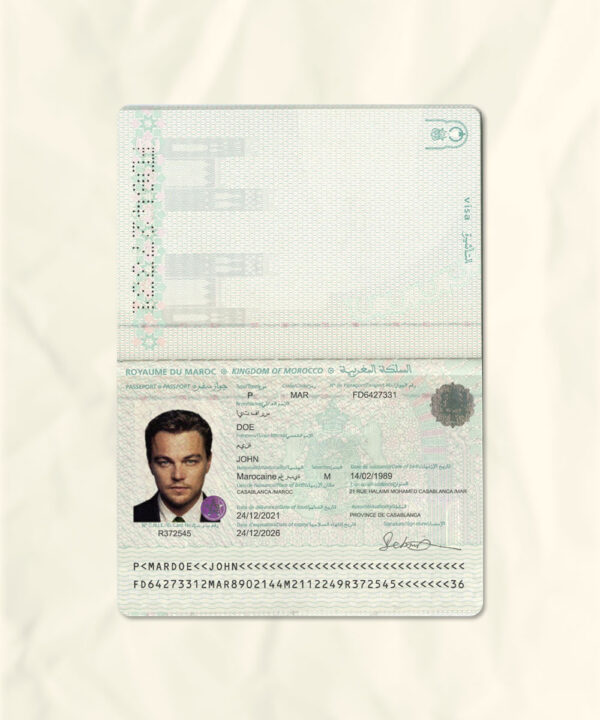 Morocco passport fake template