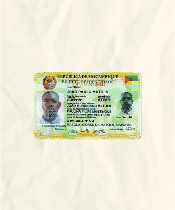 Mozambique National Identity Card Fake Template