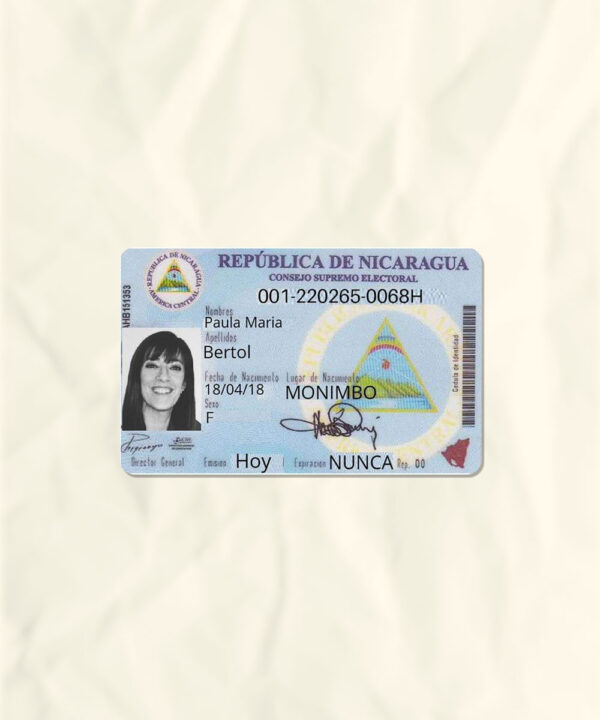 Nicaragua National Identity Card Fake Template