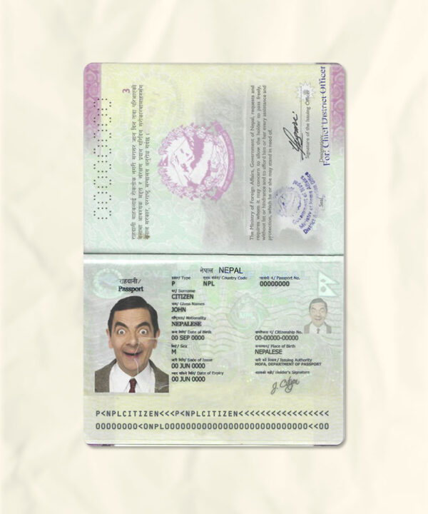 Nepal passport fake template