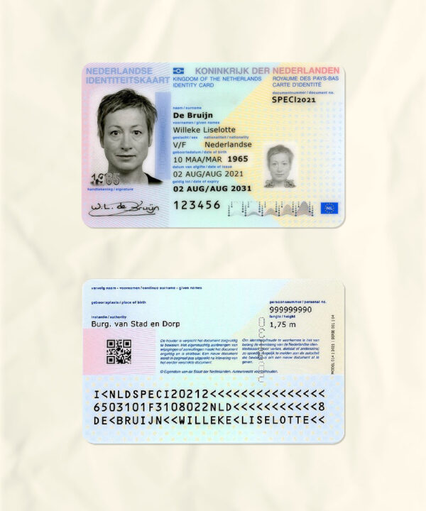 Netherlands National Identity Card Fake Template
