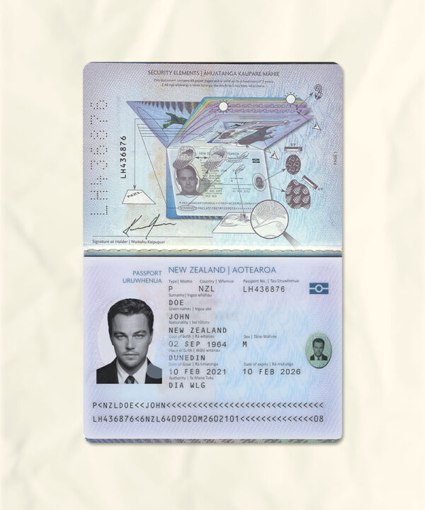 New Zealand passport fake template