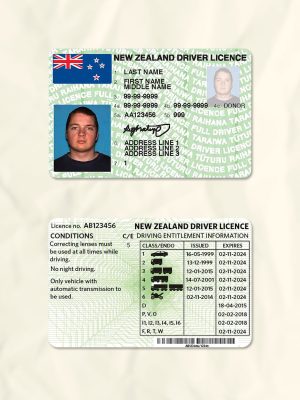 New Zealand driver license psd fake template