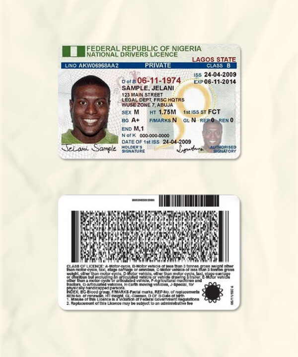 Nigeria driver license psd fake template