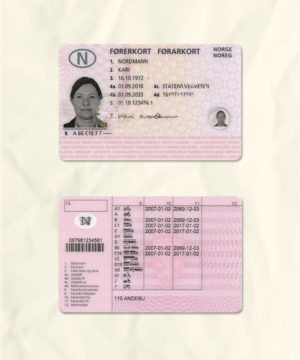 Norway driver license psd fake template