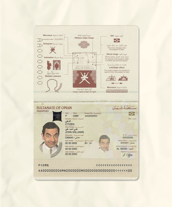 Oman passport fake template