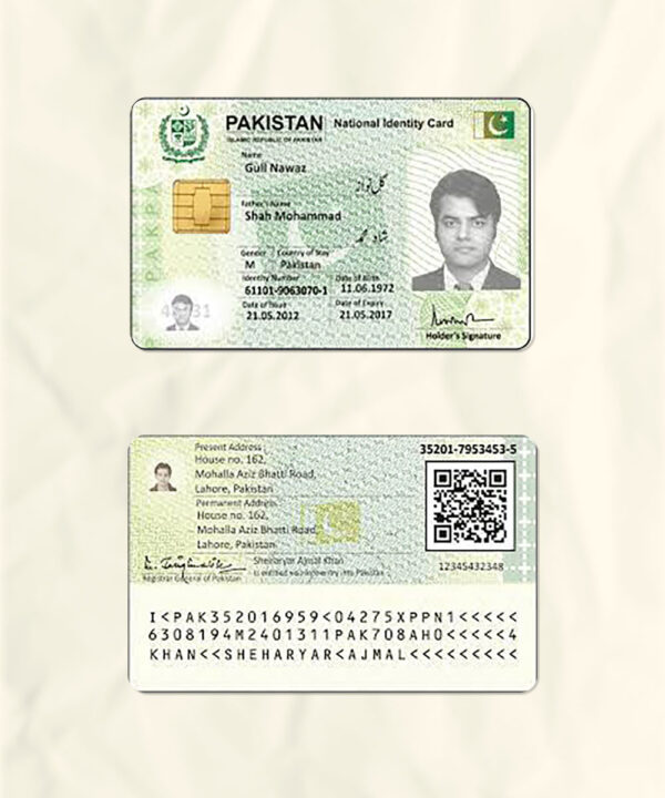 Pakistan National Identity Card Fake Template