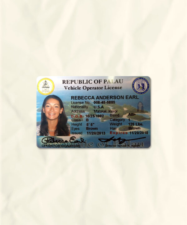 Palau driver license psd fake template