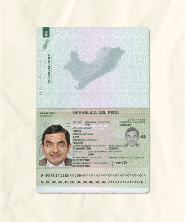 Peru passport fake template