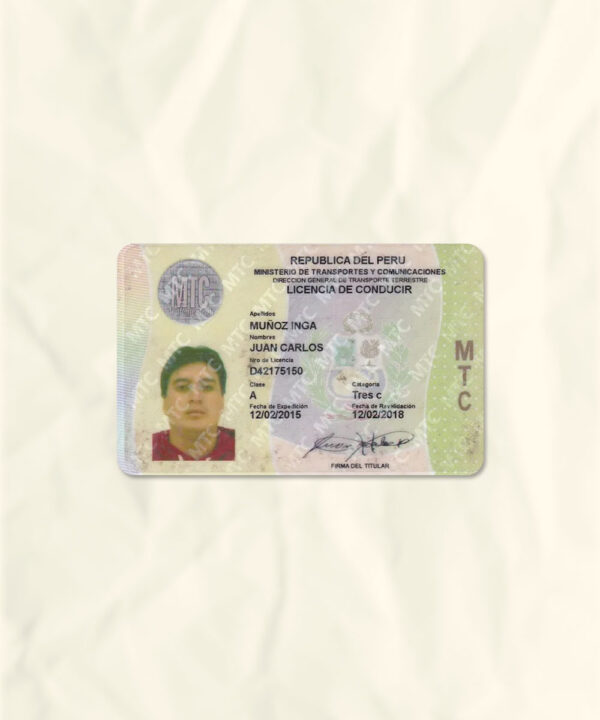 Peru driver license psd fake template