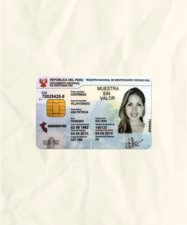Peru National Identity Card Fake Template