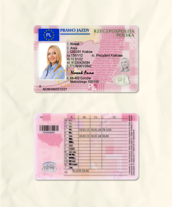 Poland driver license psd fake template