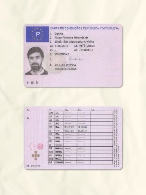 Portugal driver license psd fake template