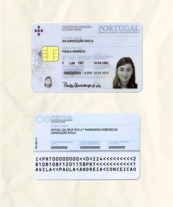 Portugal National Identity Card Fake Template