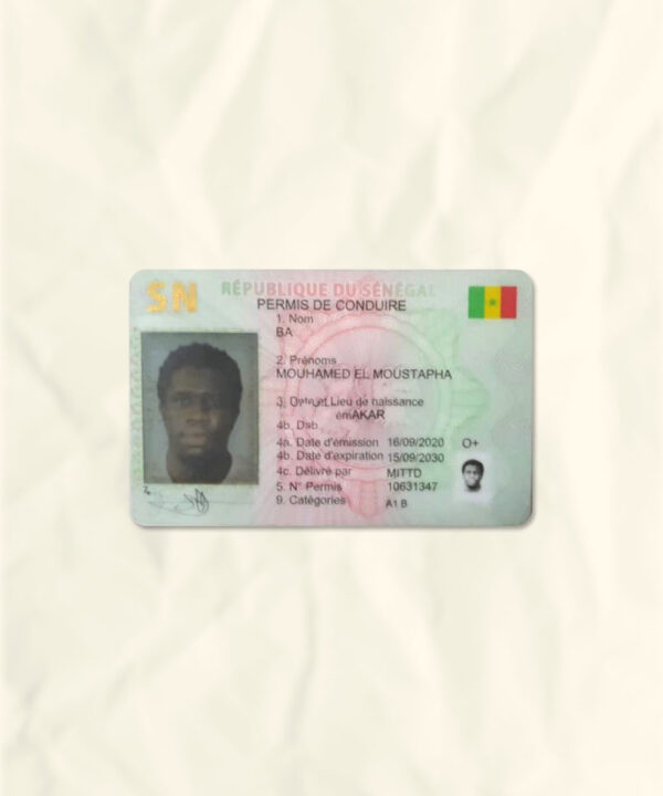 Senegal driver license psd fake template