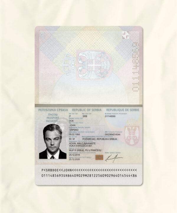 Serbia passport fake template