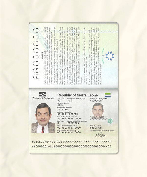 Sierra Leone passport fake template